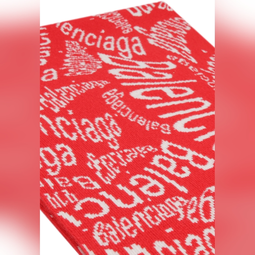 Balenciaga Intarsia Logo Wave Scarf